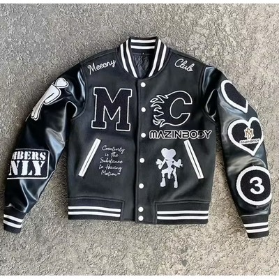 Custom High-End Custom Leather or Eco-Friendly Vegan Leather Varsity Letterman Jackets